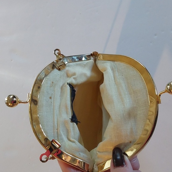 Emp Orr Elegant Gold Beaded Evening Bag Gold Chain Snap Lock Stunning! - Picture 5 of 8